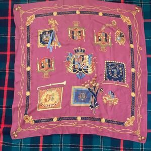 JNY Jones New York Large‎ Square Heraldic Burgundy Scarf